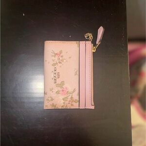 Coach Light Pink Floral Card Wallet